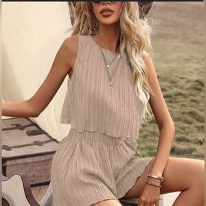 SHEIN Beige Sleeveless 2-Piece Set